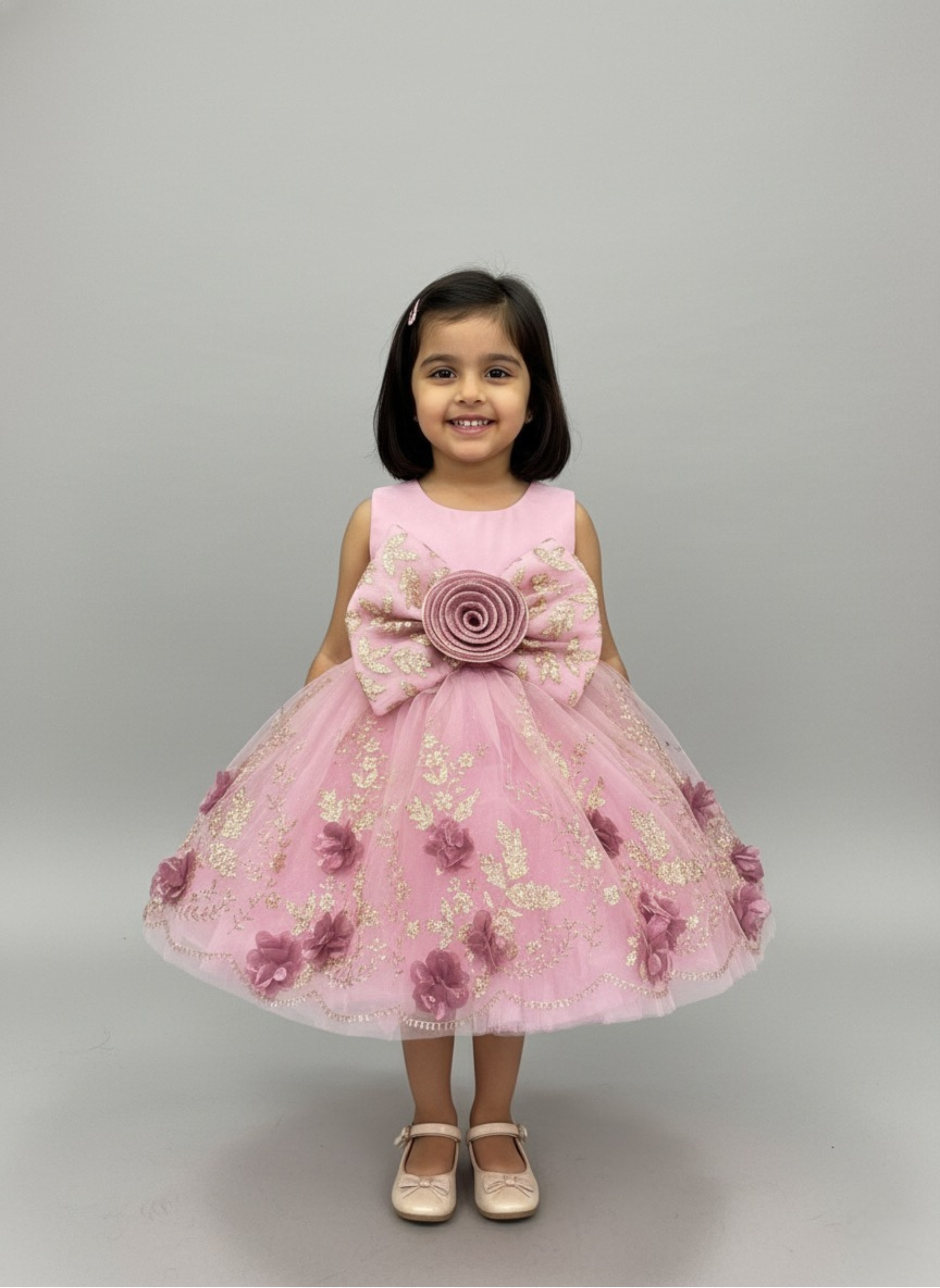 Glitter Bow & Blossom Party Frock