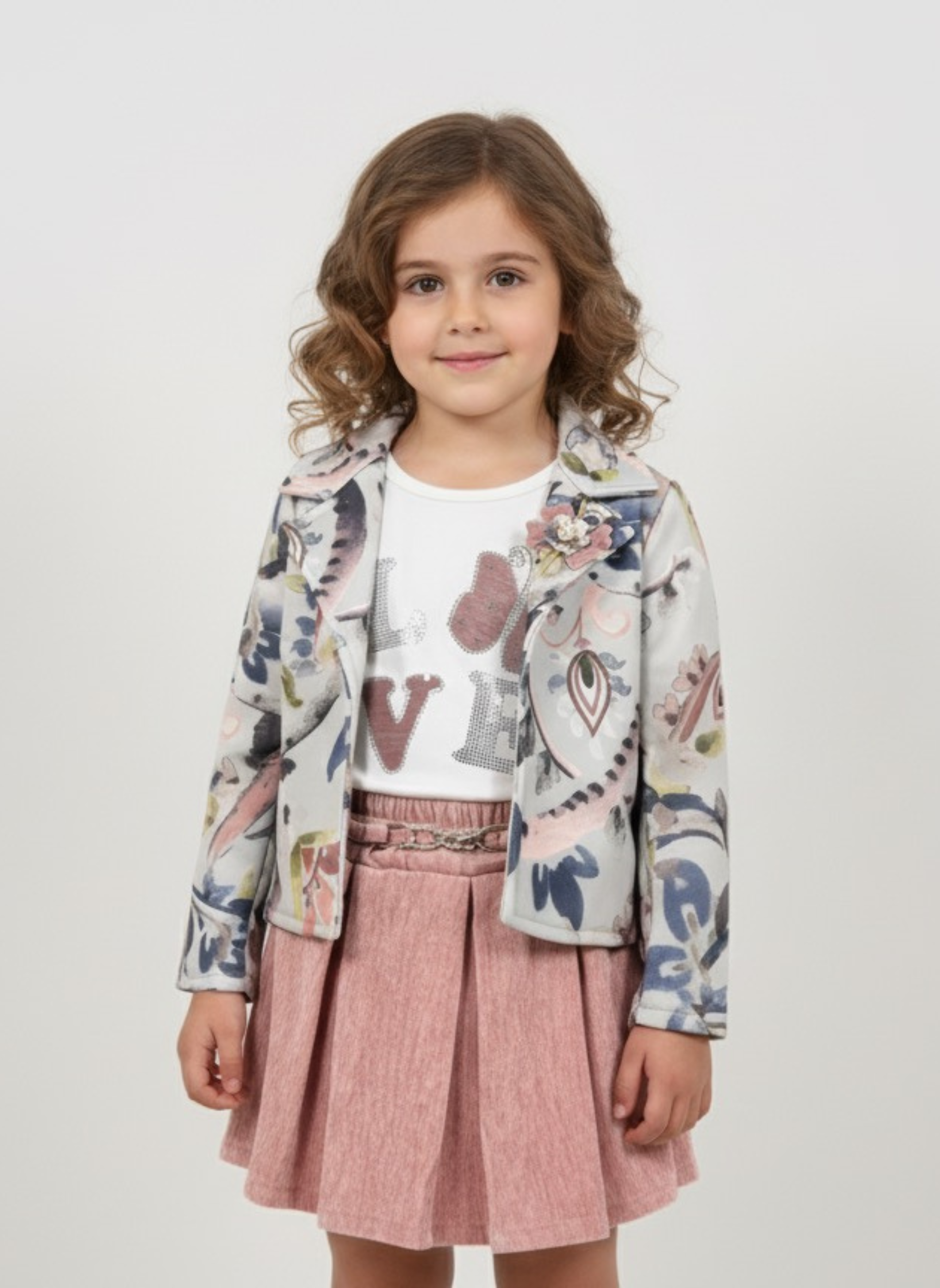 Artistic Floral Blazer & Skirt Set