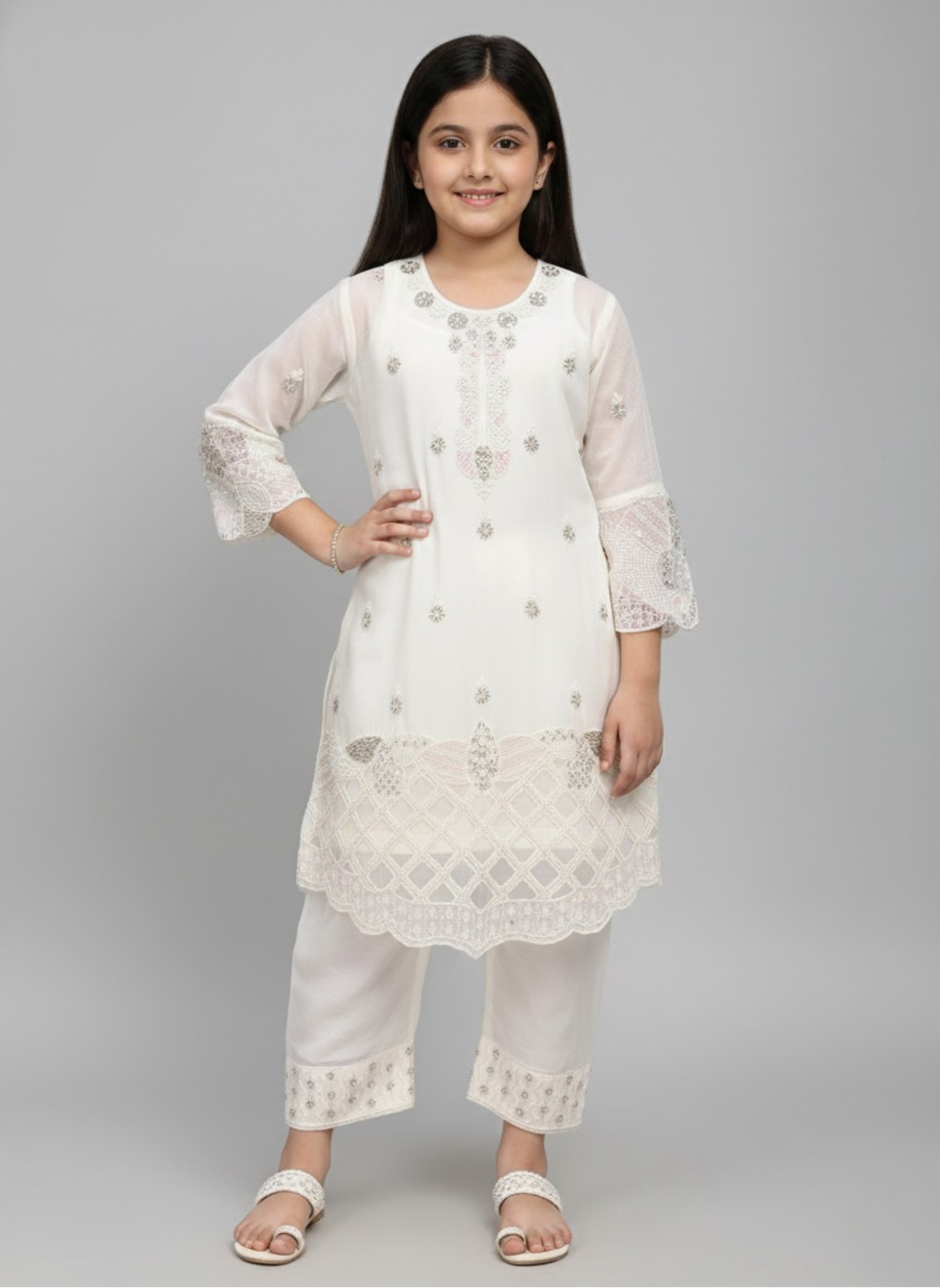 Ivory & Silver Festive Kurta Set
